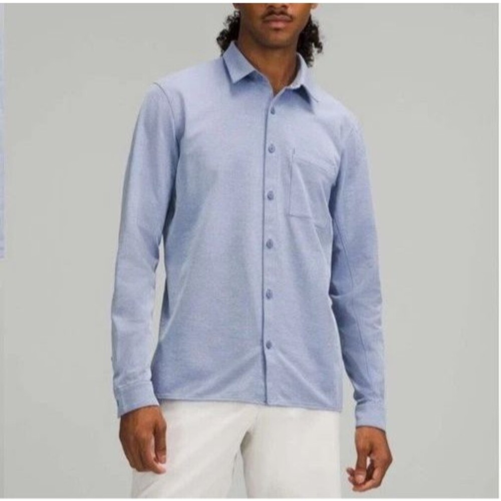 Lululemon Long Sleeve Shirt Harbor Blue Commission Button Up Mens Size L